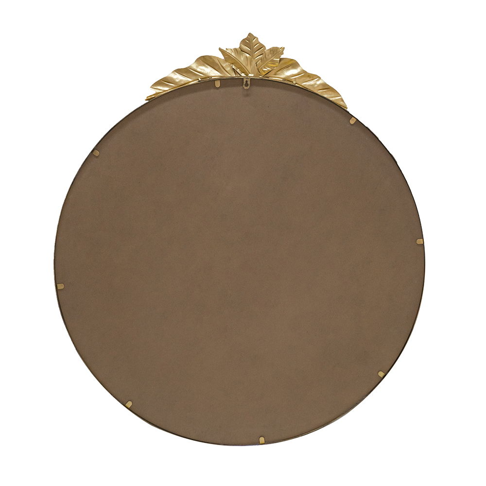 Large Round Wall Mirror With Metal Frame Circle Accent - Gold