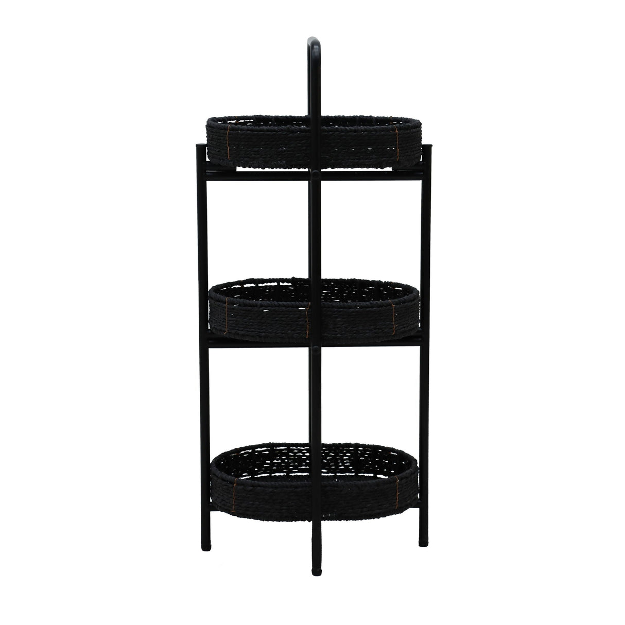 Modern 3 Tier Handwoven Side Table With Oval Organizer