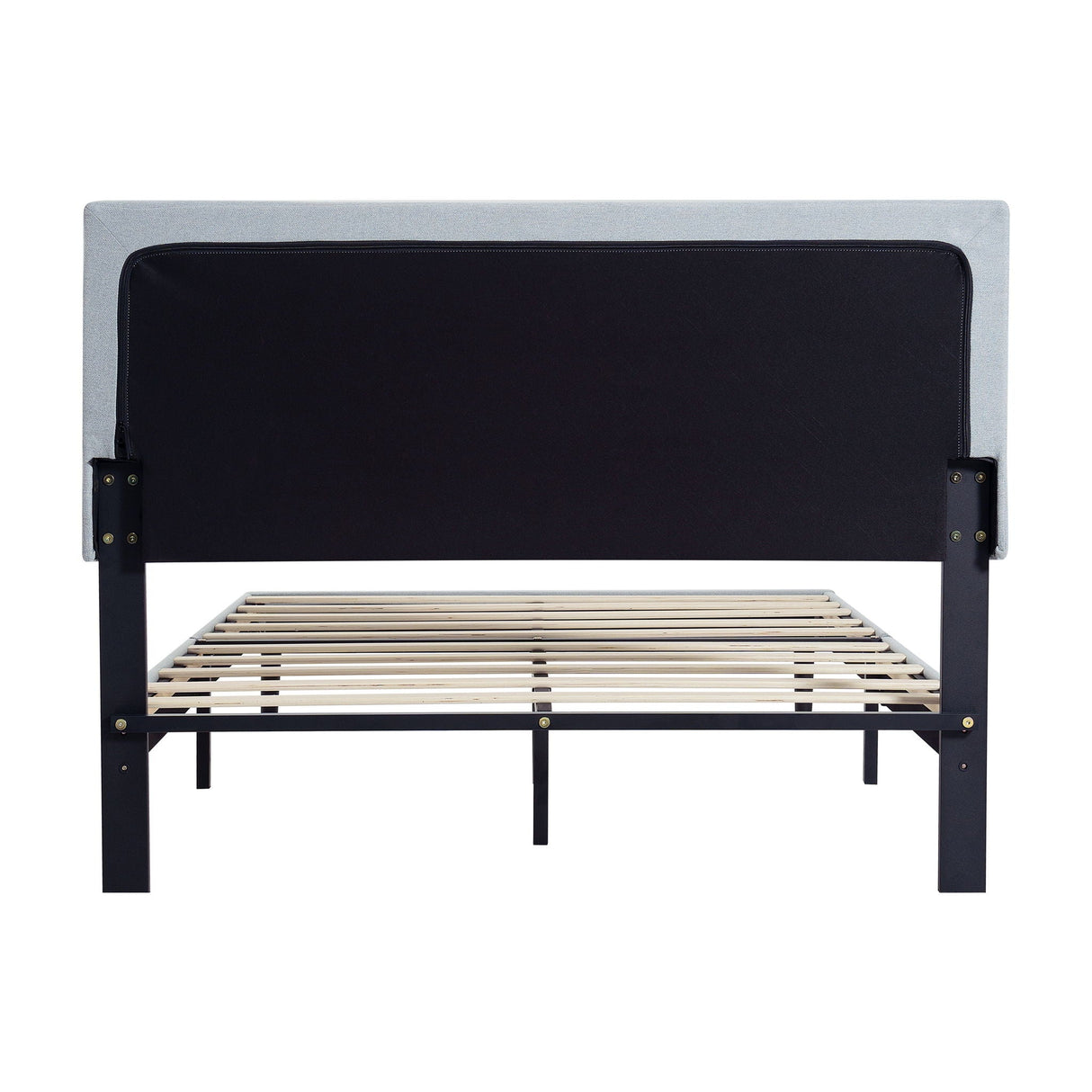 Modern Upholstered Platform Bed Frame With Button Tufted Fabric Headboard