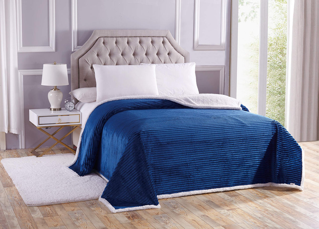 Decor&More Ultra Lush Reversible Sherpa Corduroy Blanket