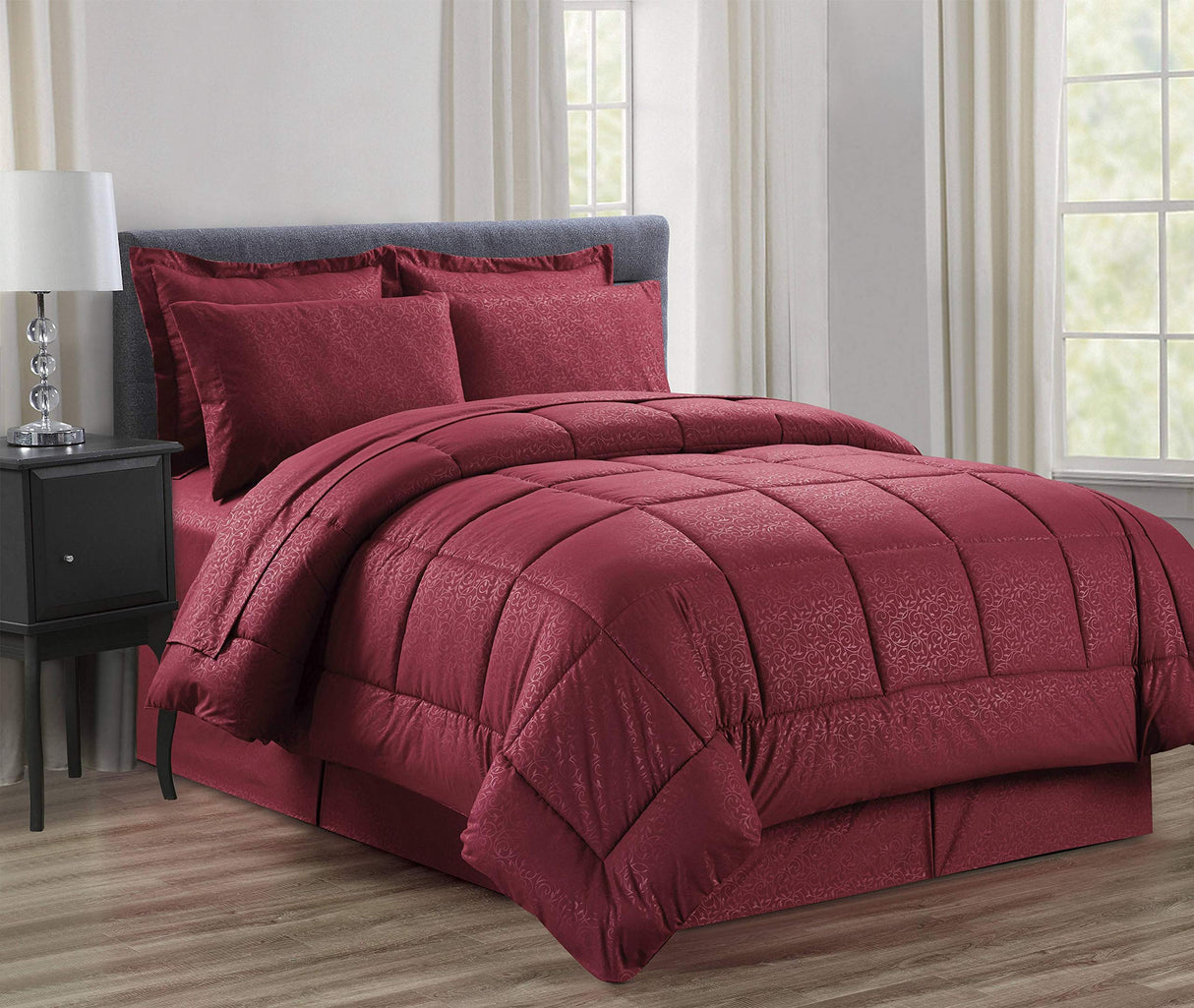 Decor&More Home Essentials 8 Piece Embossed Vine Bed in a Bag