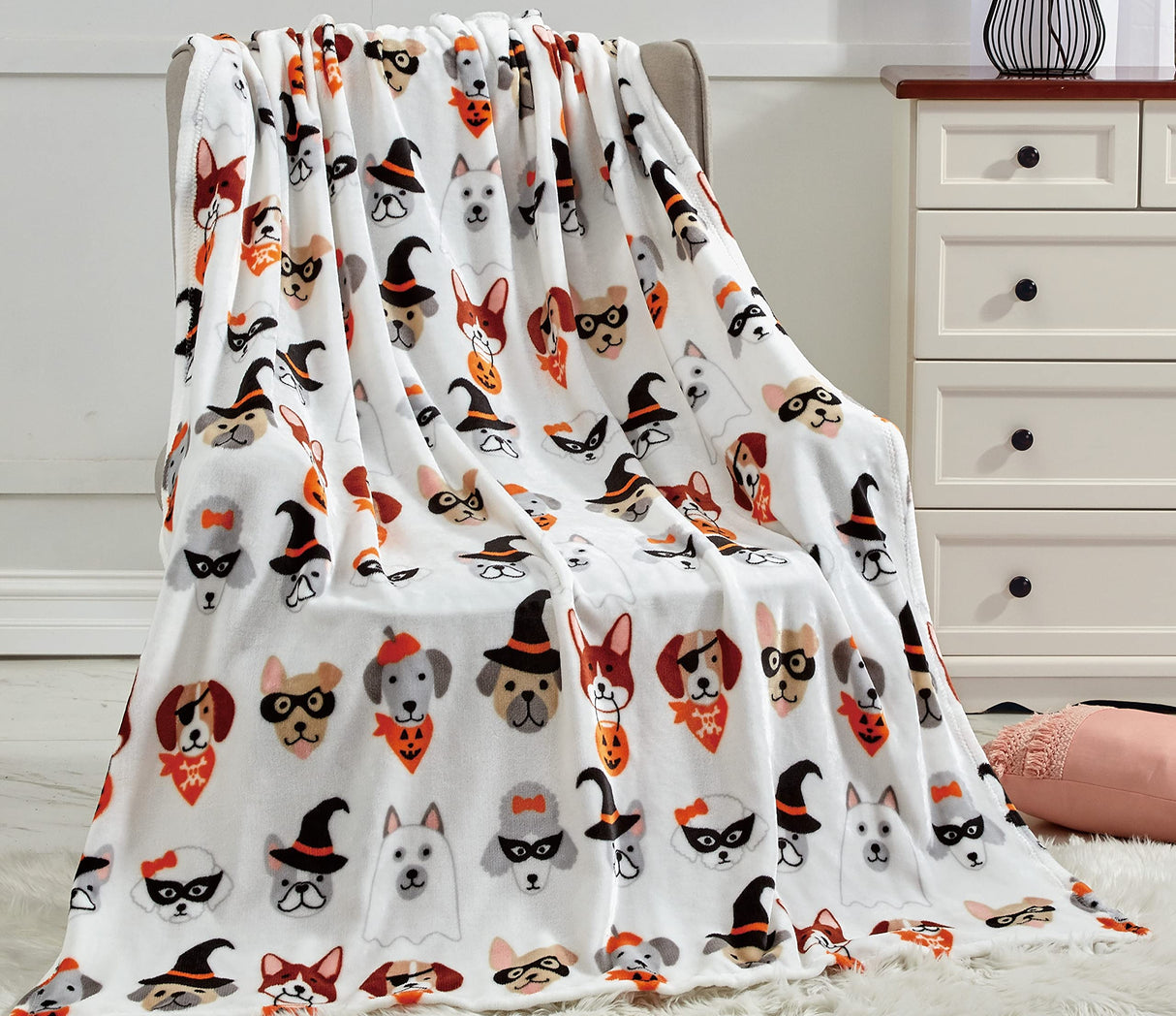 Happy Halloween Microplush Throw Blanket (50 X 60 Inch) - Pumpkins
