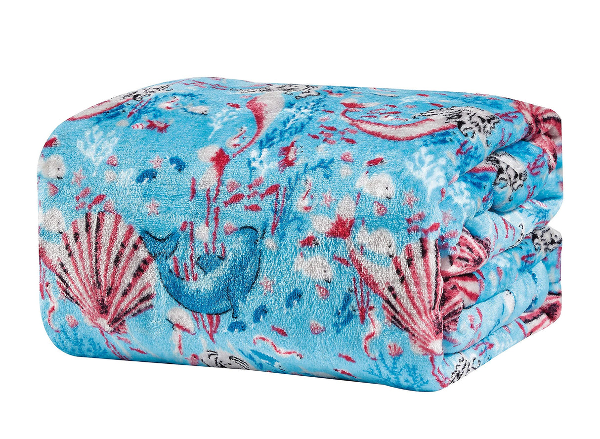 Decor&More Under The Sea Collection Microplush Throw Blanket (50" x 60") - Mermaid Paradise
