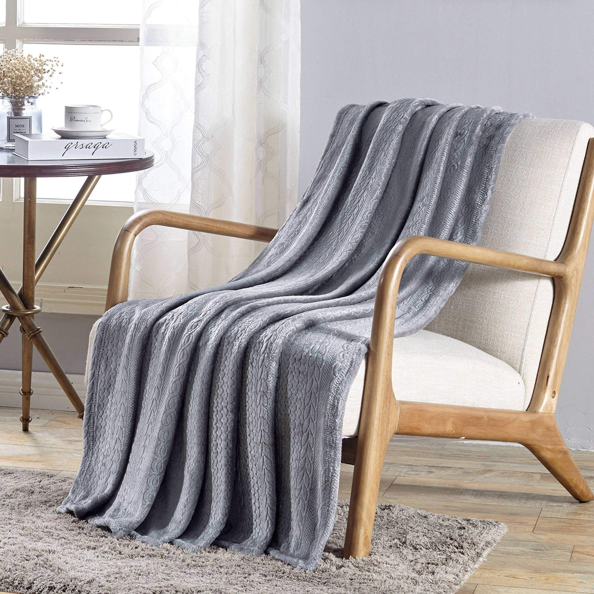Decor&More Double Helix Embossed Ultra Lush Throw Blanket (50" x 60")