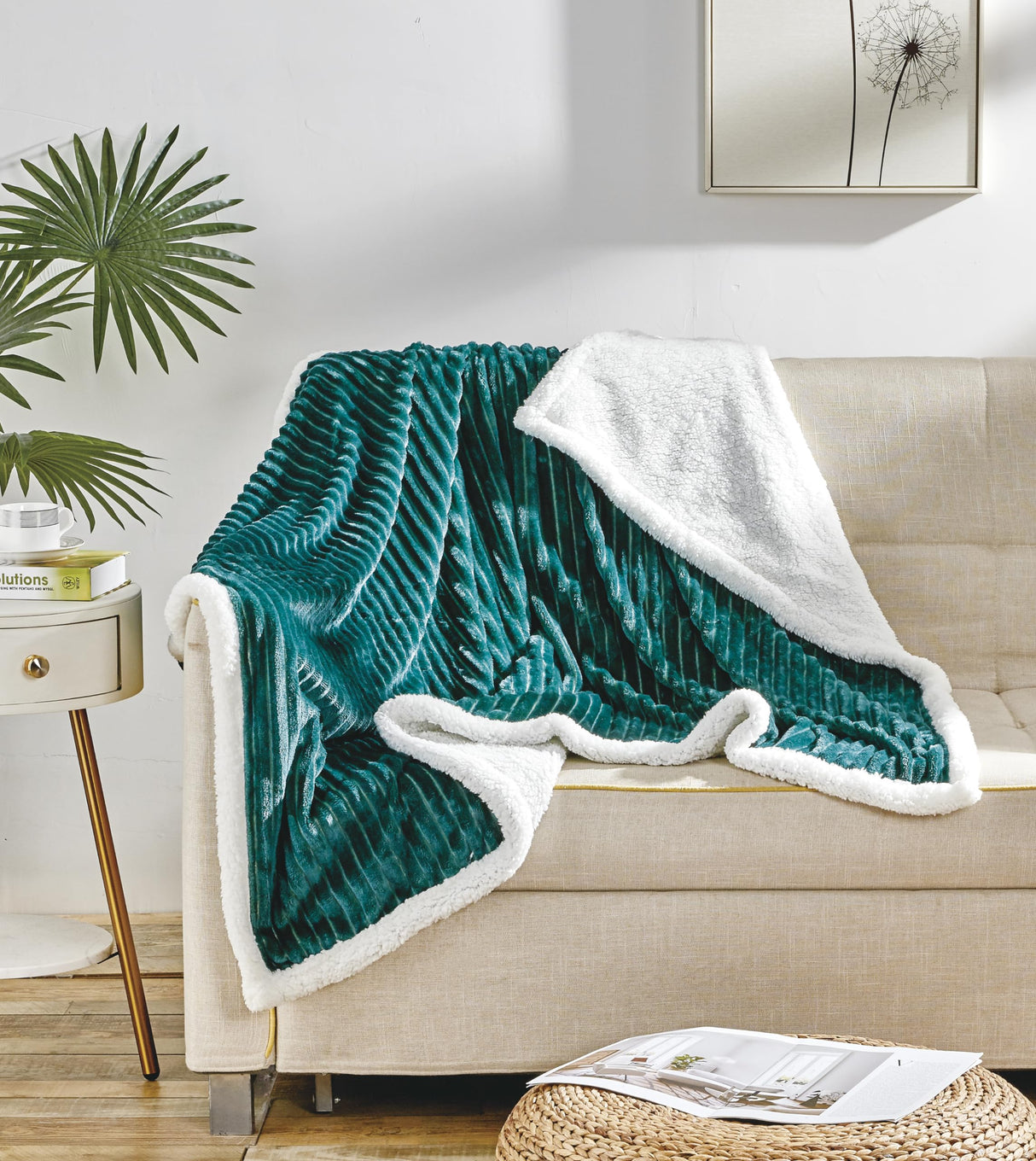 Decor&More Home Essentials Corduroy Sherpa Blanket (Multiple Size Options)