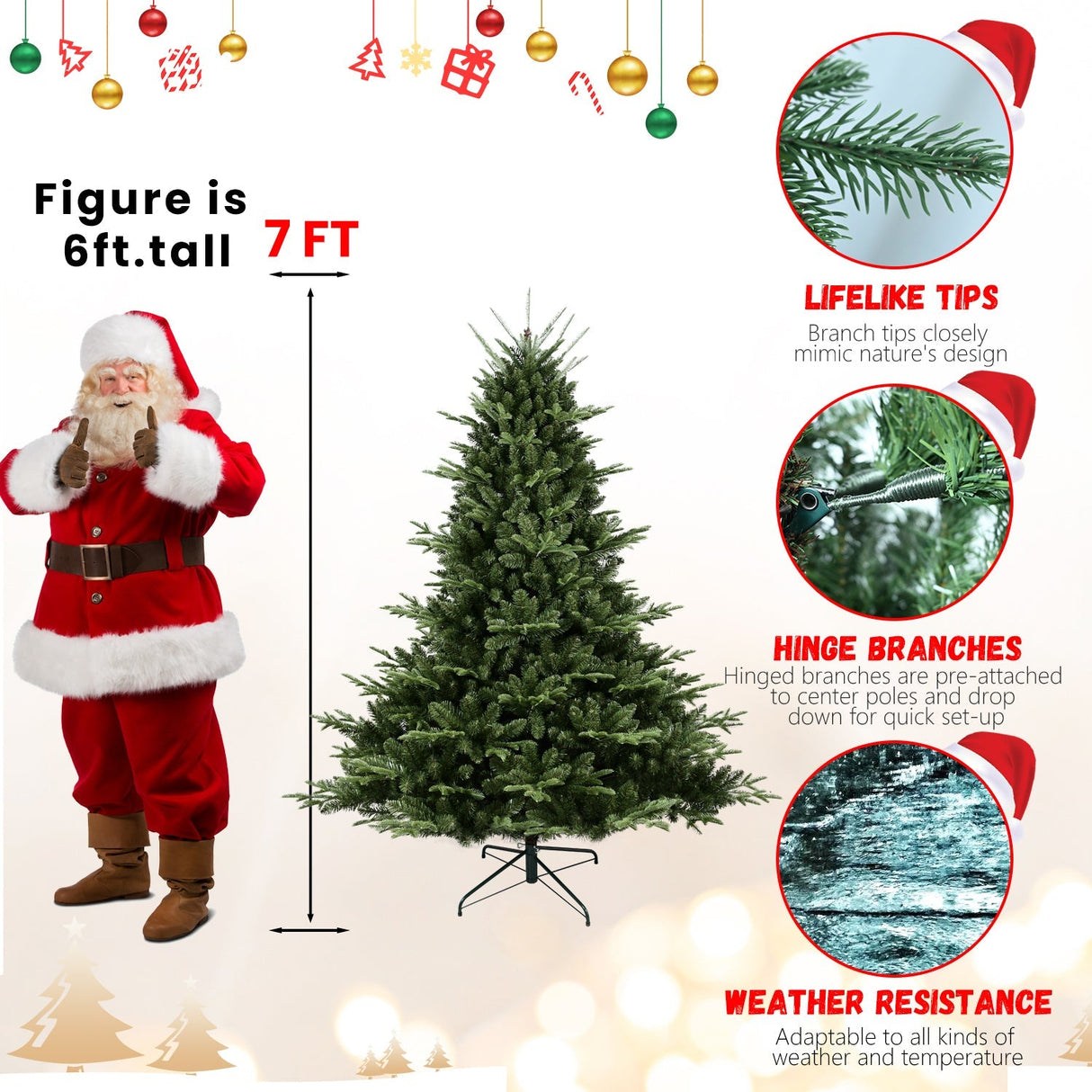 Full-Shaped 6 Ft Christmas Tree with 1673 PE/PVC Tips