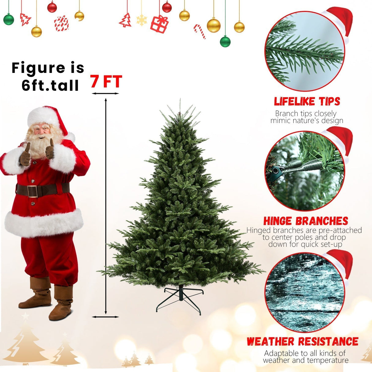 Full-Shaped 6 Ft Christmas Tree with 1673 PE/PVC Tips