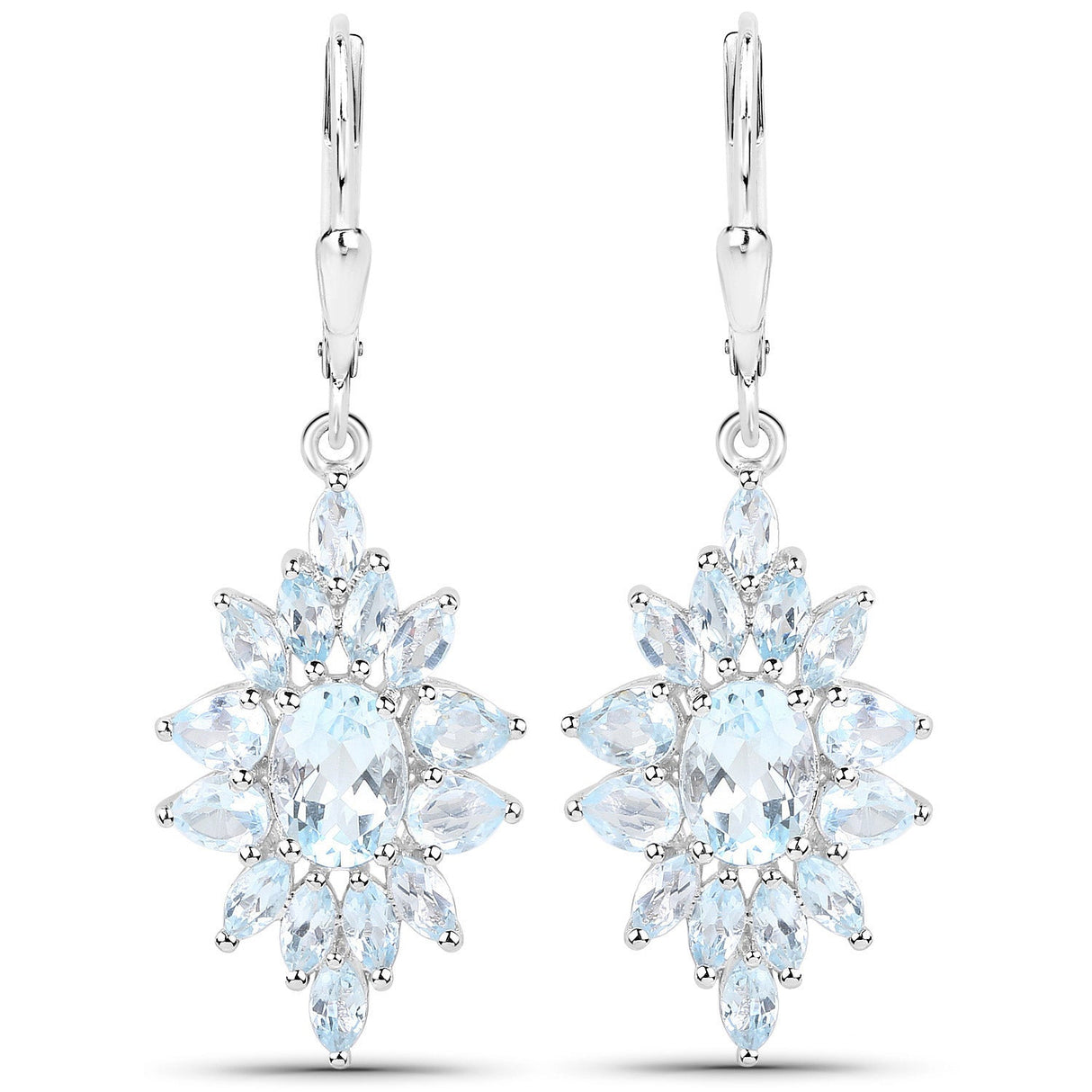 19.18 Carat Genuine Blue Topaz .925 Sterling Silver 3 Piece Jewelry Set (Ring, Earrings, and Pendant w/ Chain)