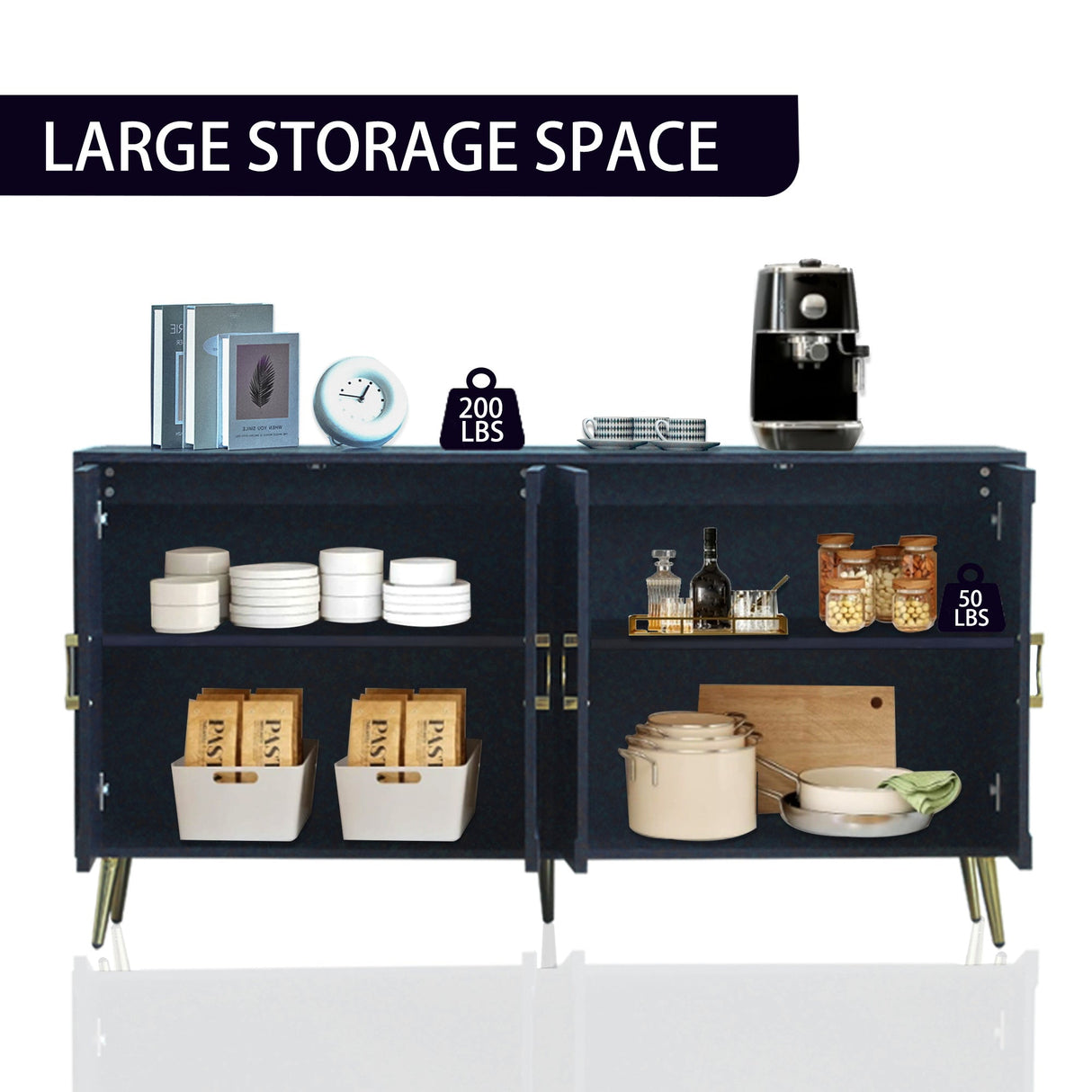 Modern Lacquered 4 Door Wooden Cabinet