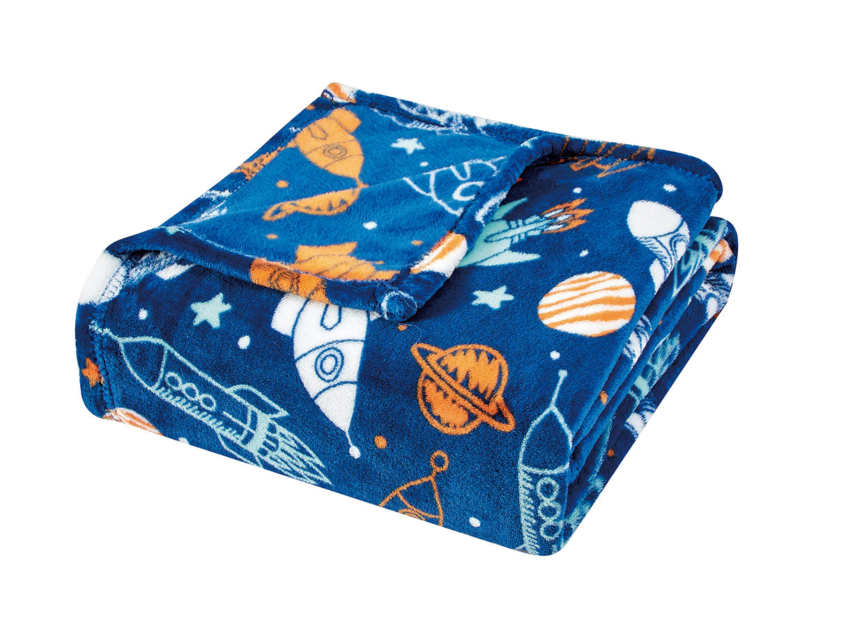 Decor&More Out of This World Plush Fleece Throw Blanket (50 inches x 60 inches ) - Space Adventure