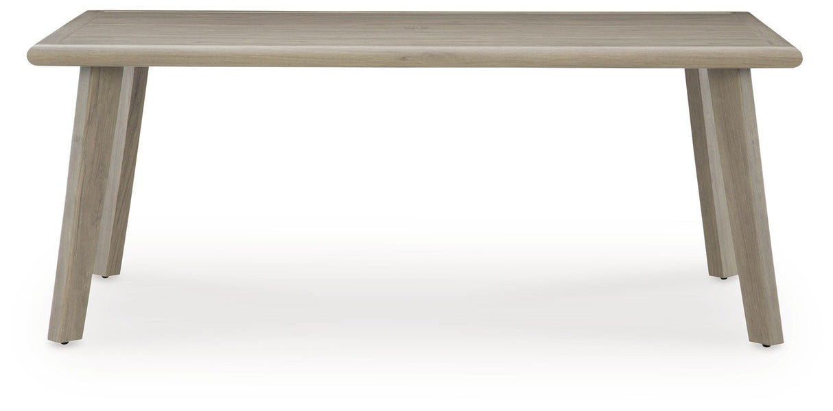 Cliff Trails - Rectangle Dining Table With Umbrella Option - Beige