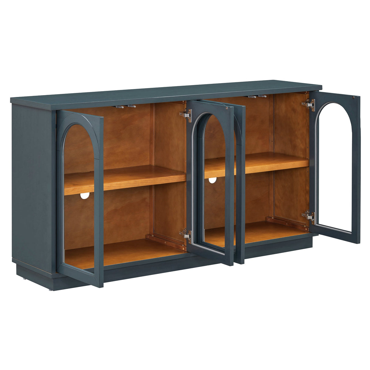 Arched Storage Cabinet with Glass Doors