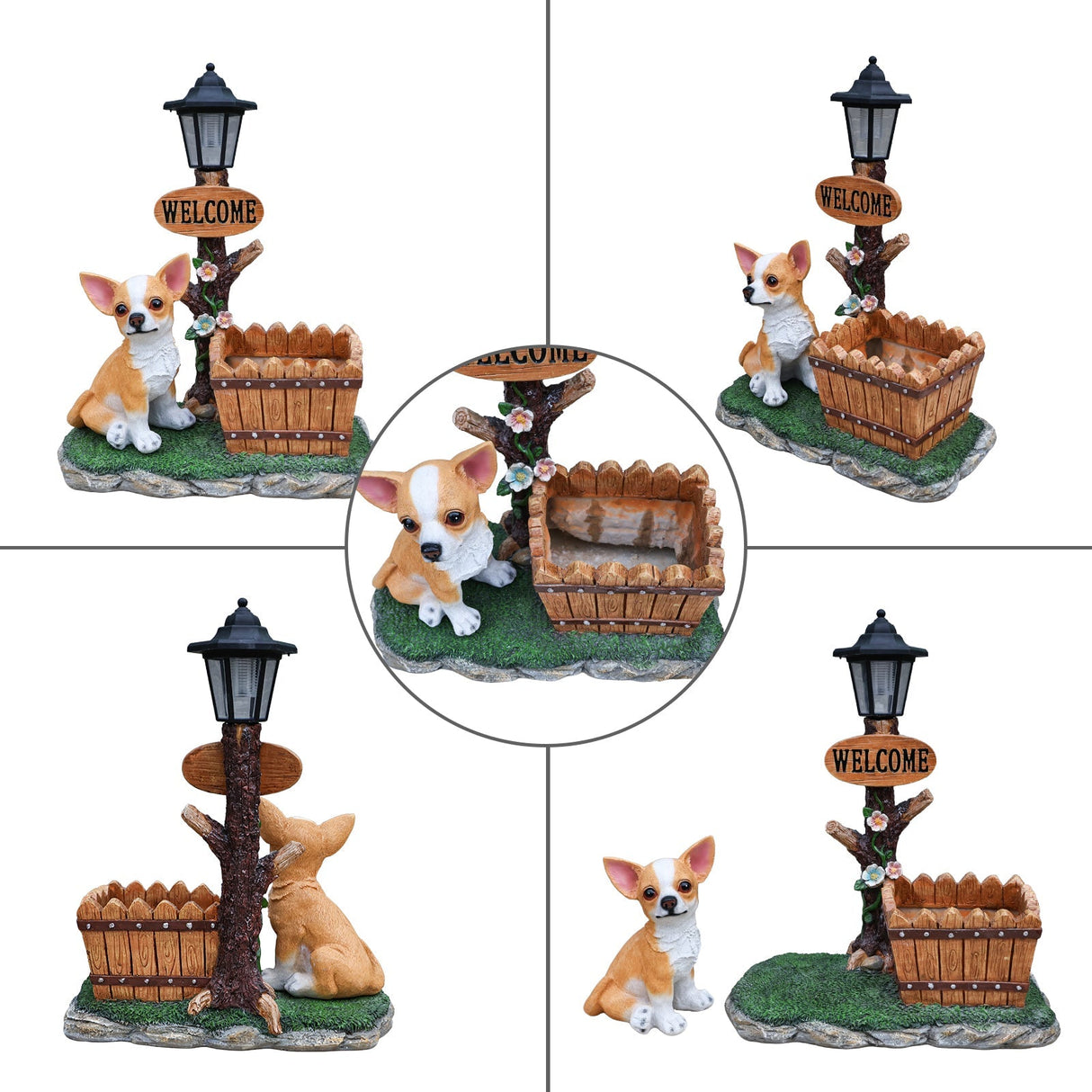 Sitting Chihuahua Dog Planter Statue