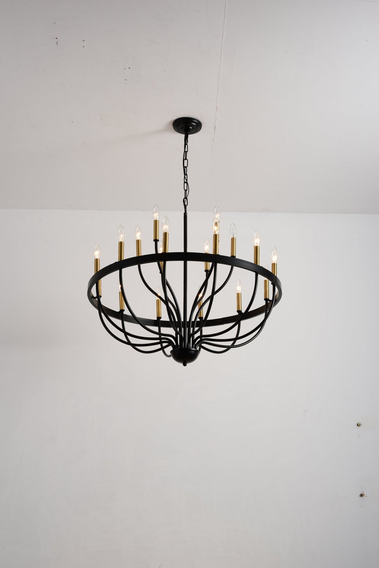 15-Light Industrial Iron Candle Chandelier Modern Farmhouse Pendant Light