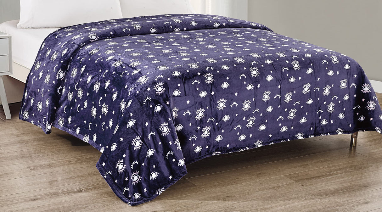 Faith, Hope, Love Home Décor Ultra Plush Queen Size Protective Symbol Microplush Blanket (90" X 90") - Evil Eye