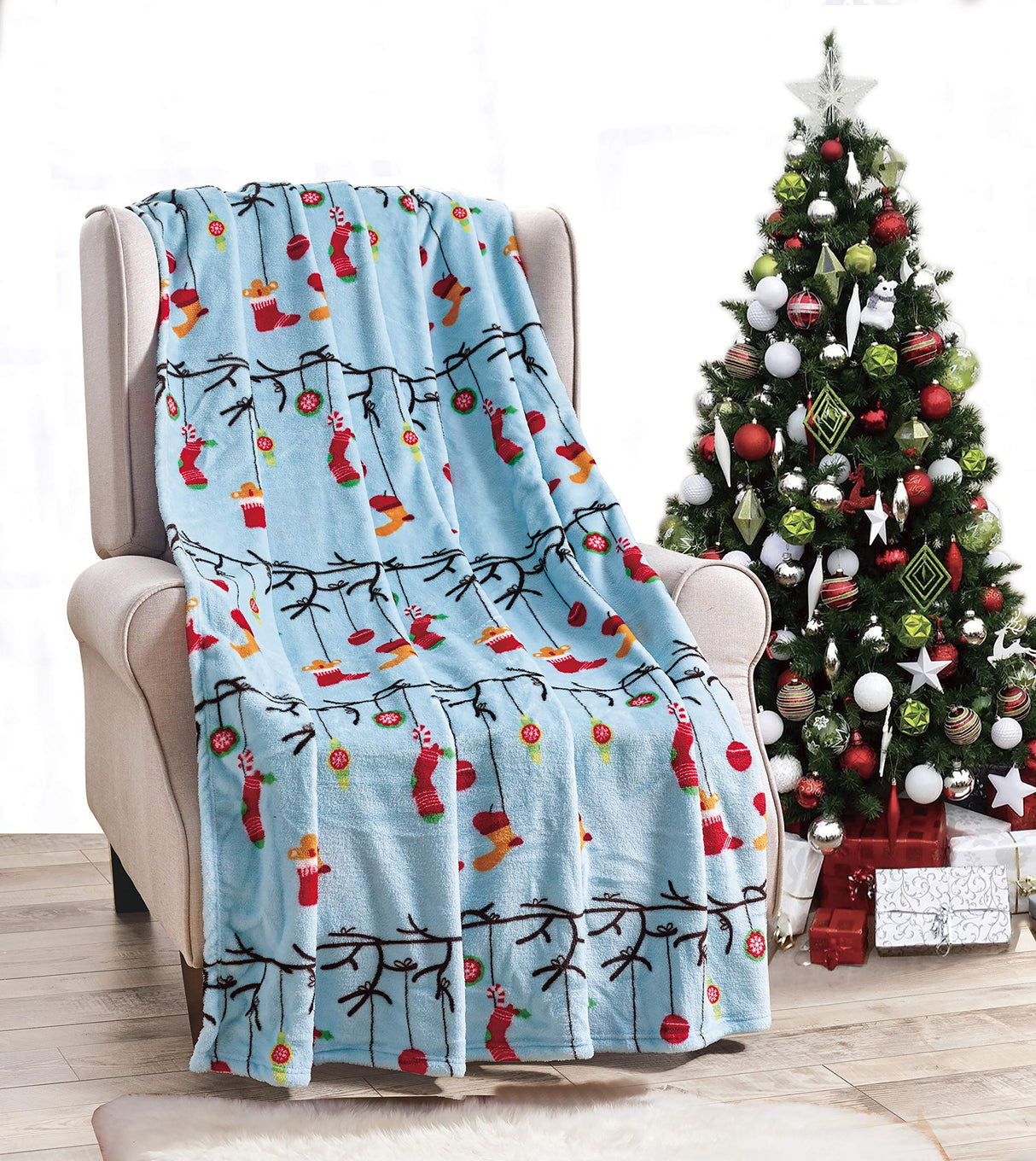 NobleHouse Velvet Touch Holiday Throw Fleece Blanket (50" x 60")