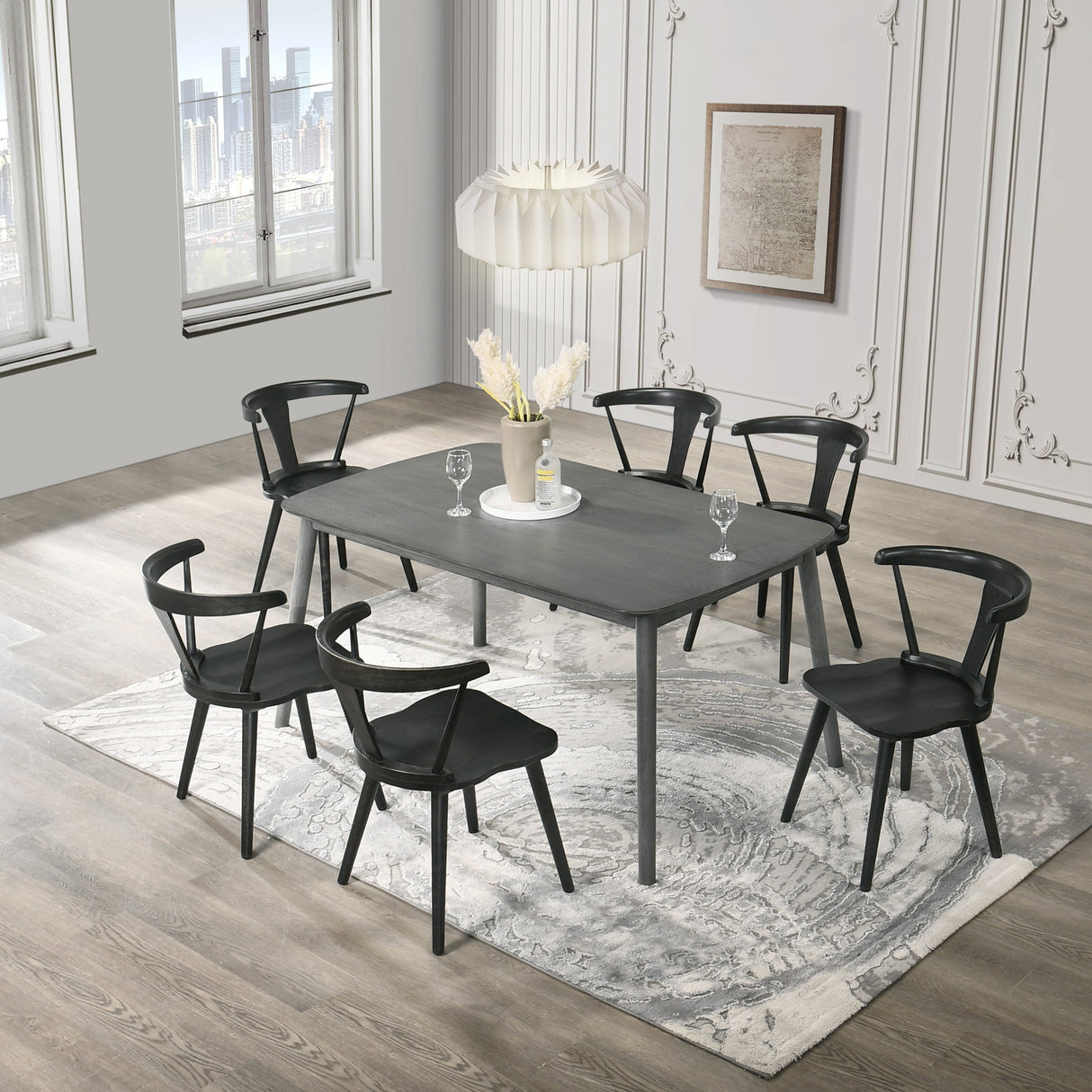 Modern Farmhouse Wood Dining Chairs, Set of 2