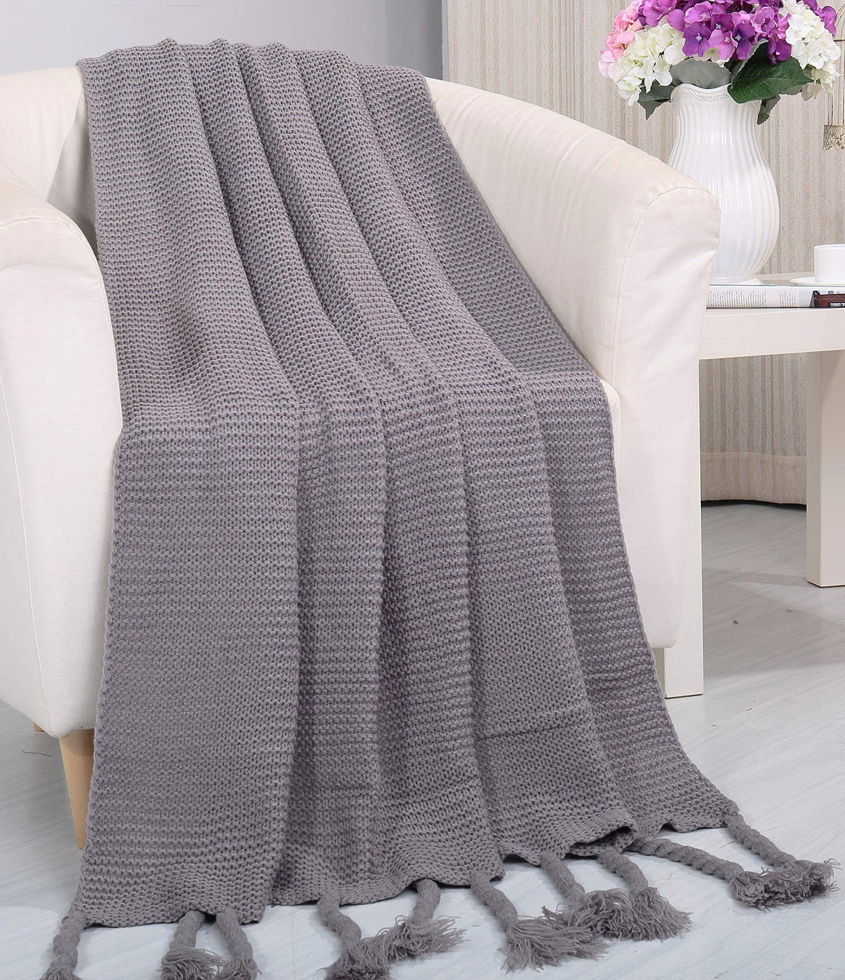 Faith, Hope, Love Home Decor Soft Touch Classic Woven Knitted Throw Blanket With Fringe