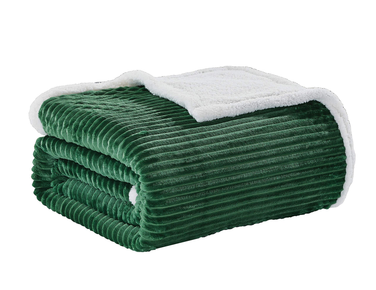 Decor&More Home Essentials Corduroy Sherpa Blanket - Green