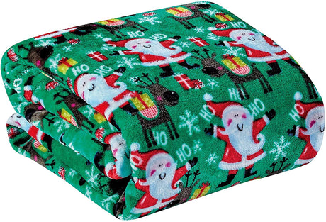 Ho ho ho merry christmas collection microplush holiday throw blanket (60" x 50") - santa