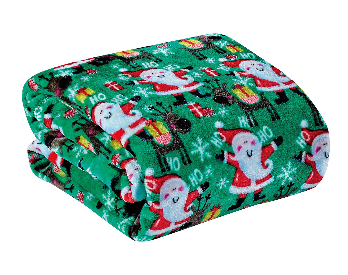Decor&More Ho Ho Ho Merry Christmas Collection Microplush Holiday Throw Blanket (60" x 50") - Santa
