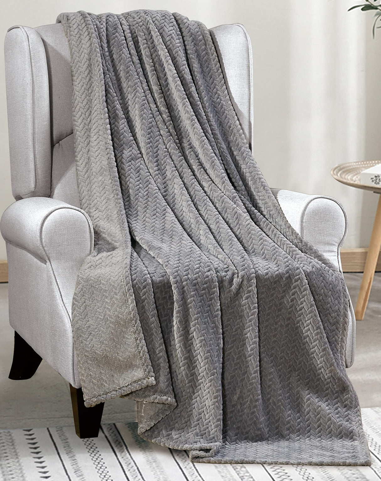 Decor&More Noble House Extra Heavy Chevron Braided Throw Blanket (50" x 60") - Blue
