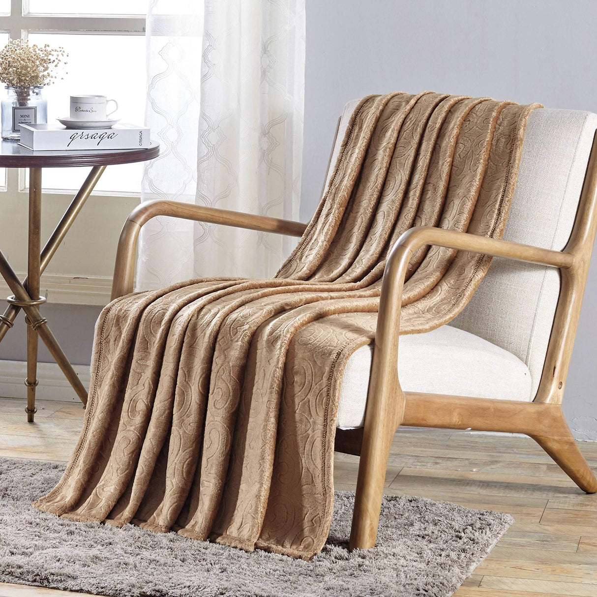 Faith, Hope, Love Home Decor Damask Embossed Ultra Lush Throw Blanket (50" X 60")