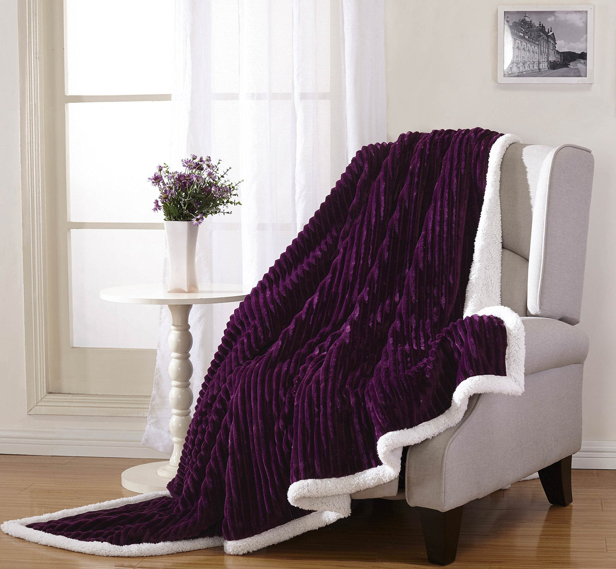 Decor&More Home Essentials Corduroy Sherpa Blanket (Multiple Size Options)