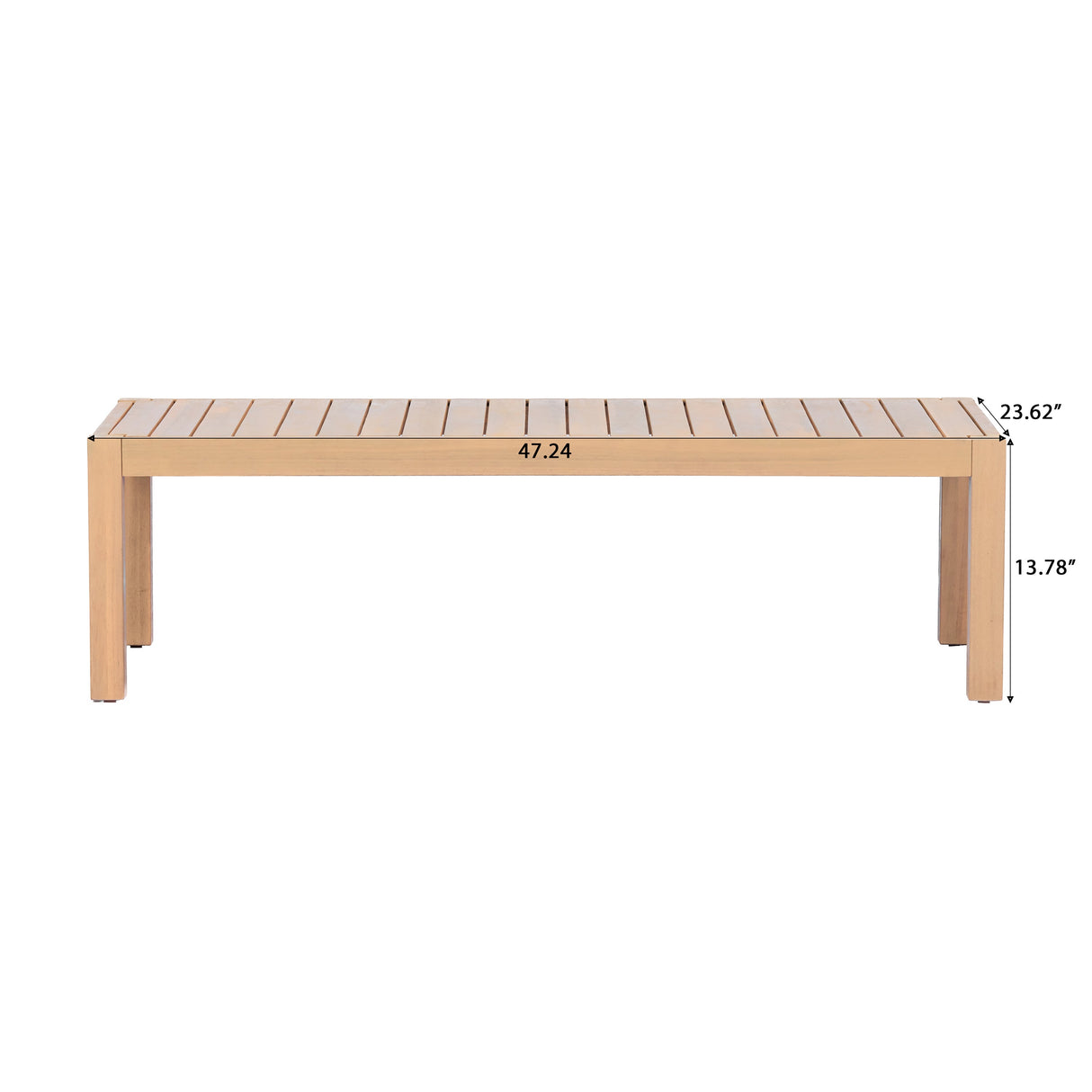 47.24" Outdoor Patio Acacia Solid Wood Coffee Table (Light Teak)