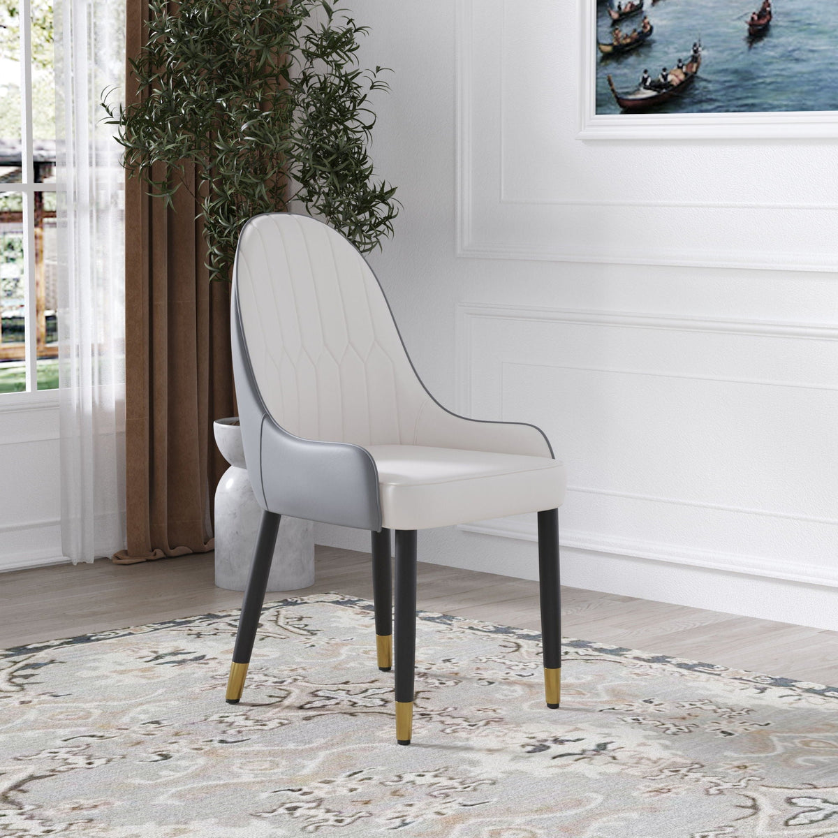 Modern Sponge-Filled Dining Chair, Solid Wood Metal Legs, Suitable For Restaurants, Living Rooms And Rooms (Set of 2)