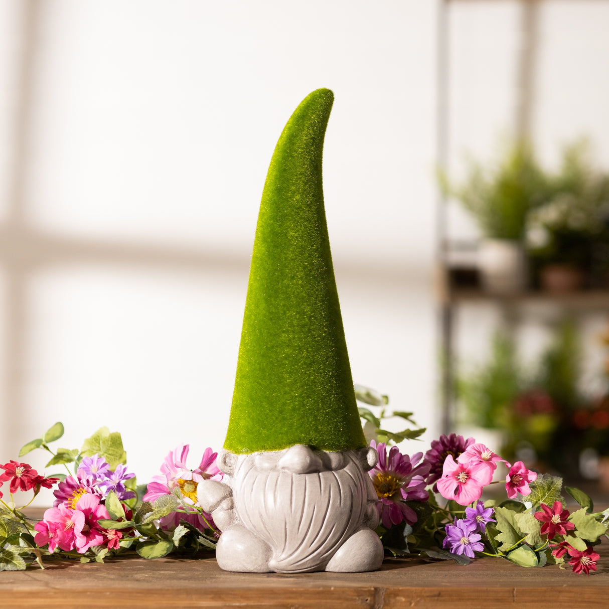 Mossy terra cotta gnome statue (set of 2)