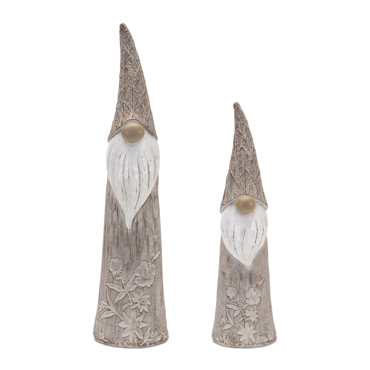 Floral-and-Leaf-Carved-Gnome-(Set-of-2)-Decorative-Objects