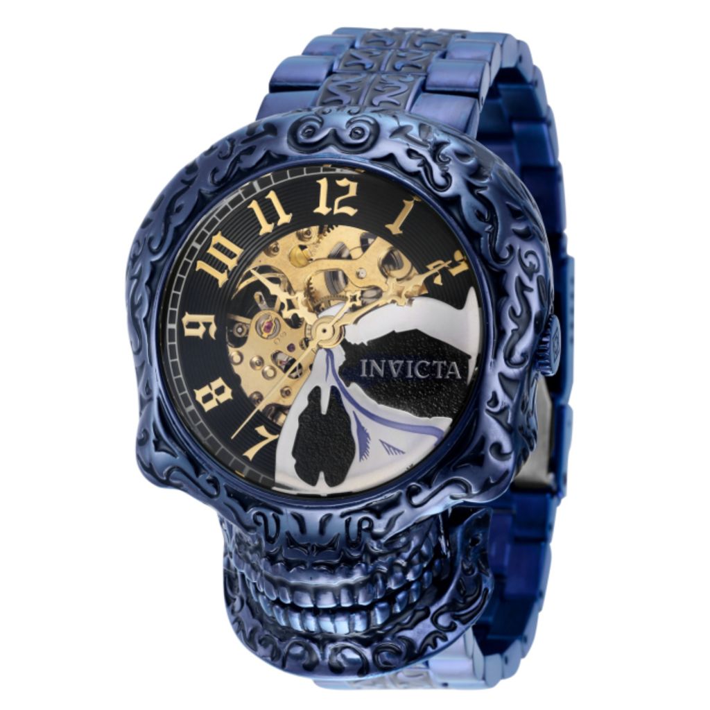 Invicta Artist Skull 50Mm Automatic Skeletonized Dial Bracelet Watch