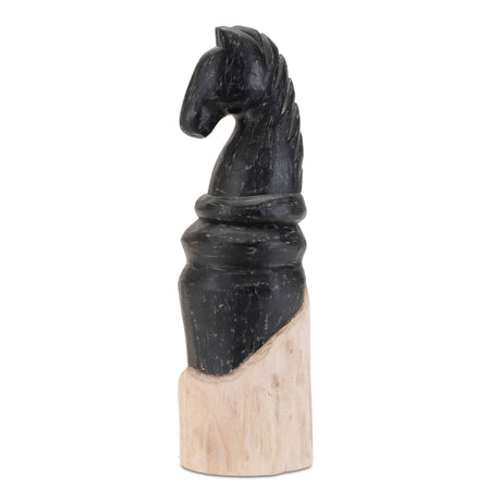 Mango-wood-knight-chess-piece-sculpture-(set-of-2)-Sculptures-&-Statues
