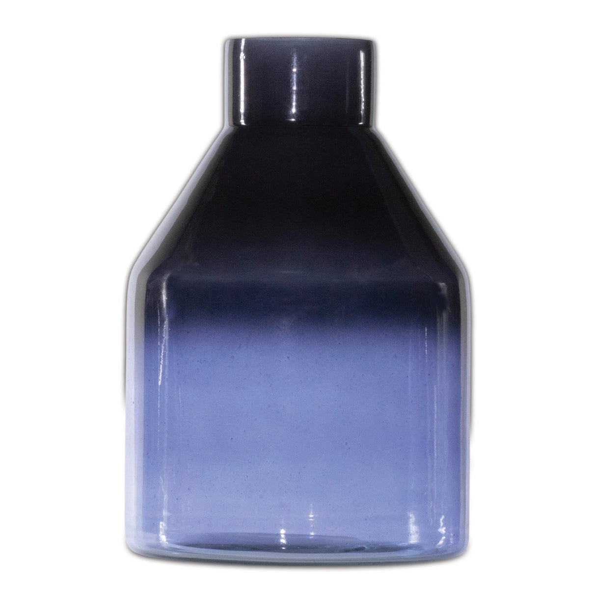 Blue Soda Lime Glass Bottle Vase 7 Inches