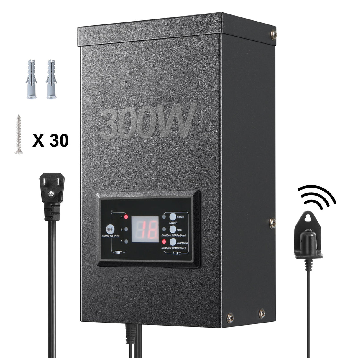 300W Low Voltage Landscape Transformer with Timer and Photocell Sensor