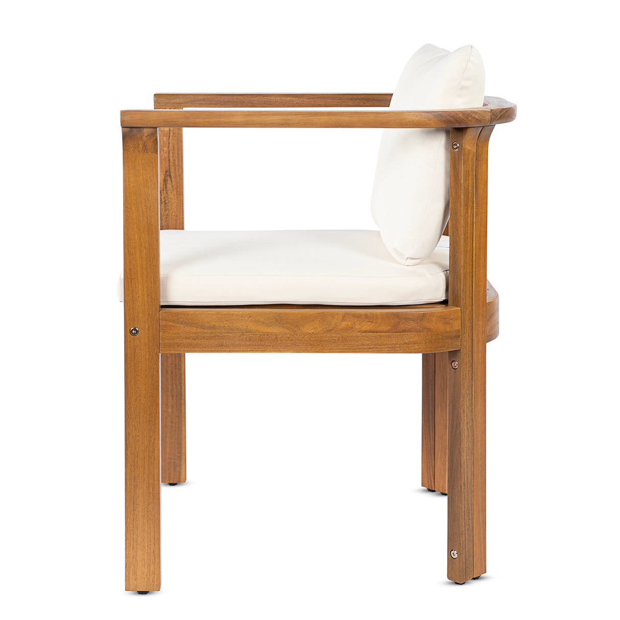 Outdoor Dining Chair Set of 4 with Curved Acacia Wood Arms