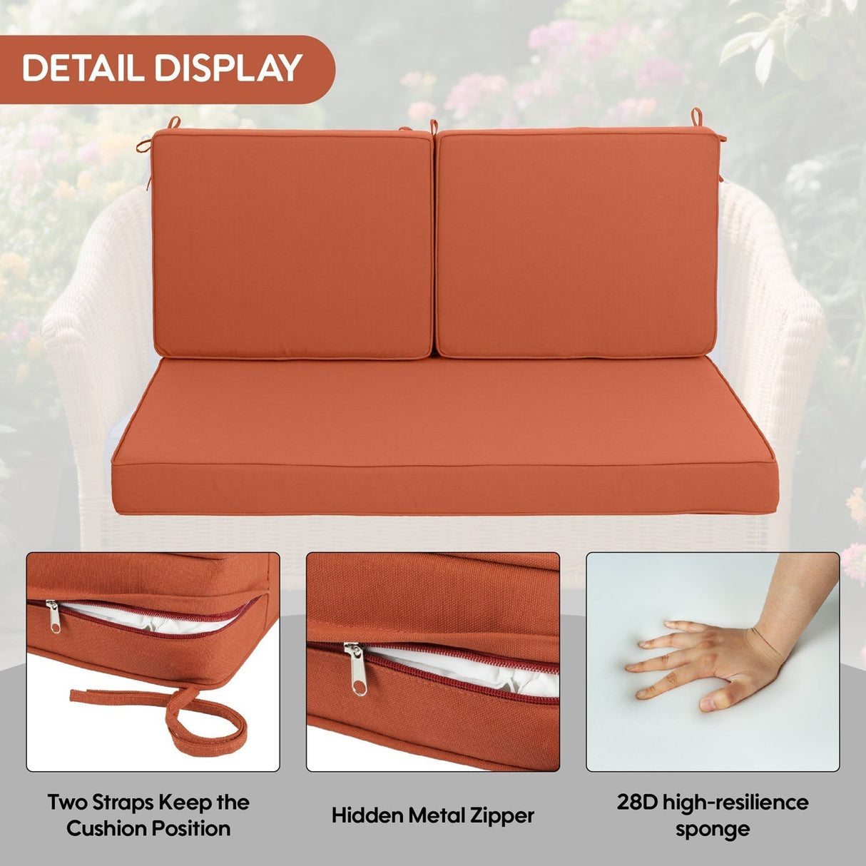 Outdoor Loveseat Cushion Set for Patio Furniture