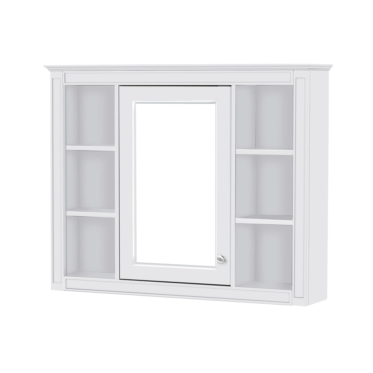 Bathroom Vanity With Mirror Cabinet, Single Sink With 2 Soft Closing Doors And 4 Drawers