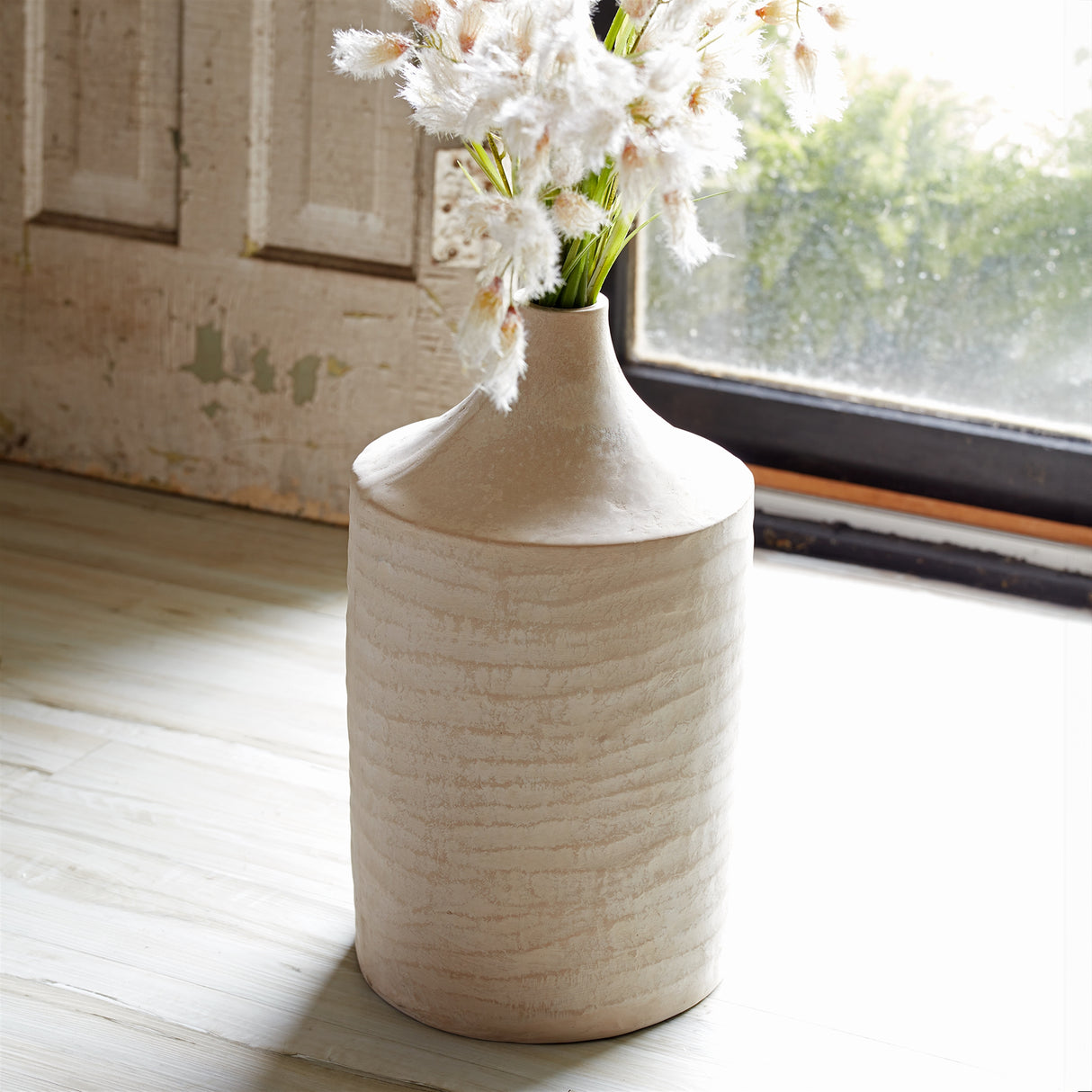 Recycled Paper Chalk Vase 18"h Beige