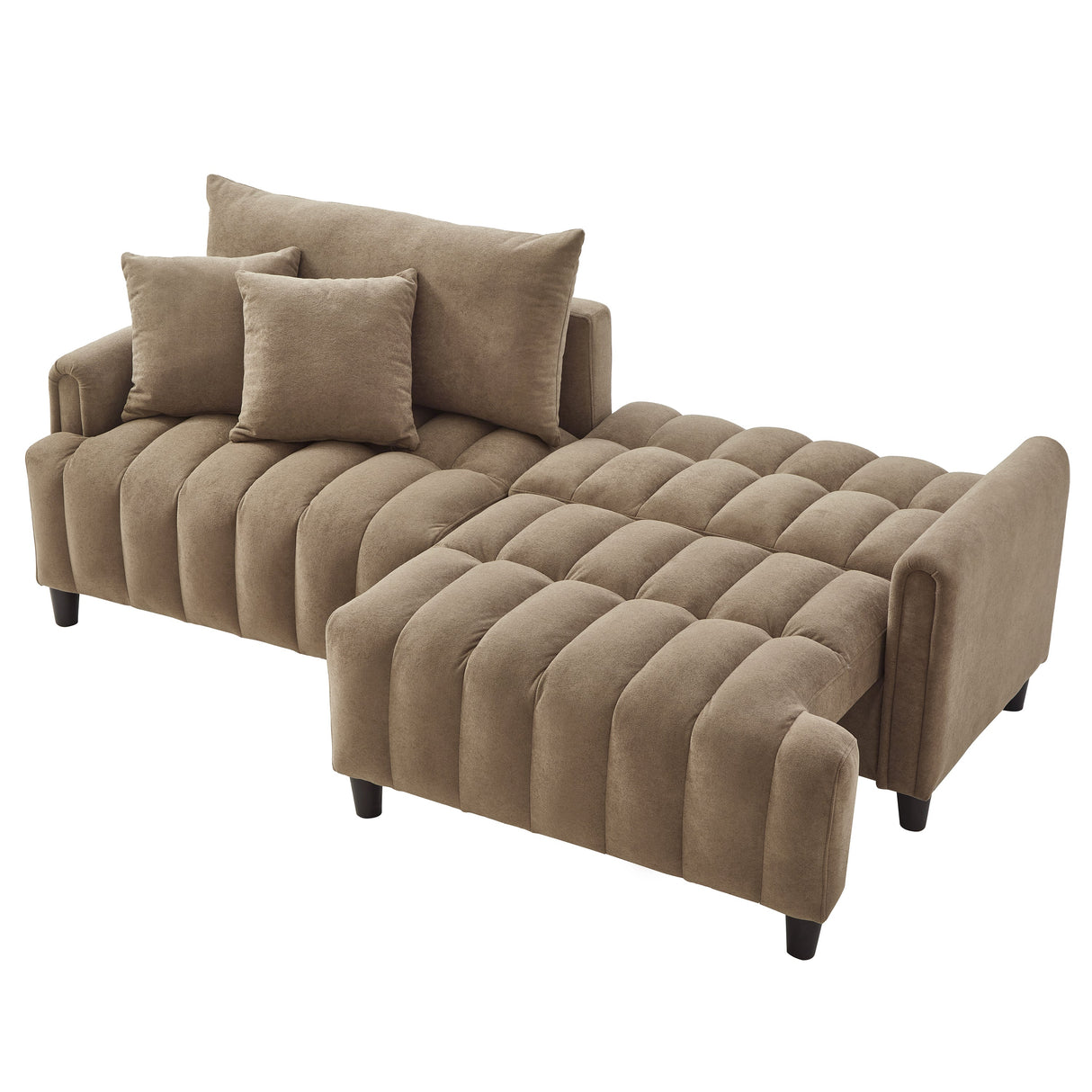 83'' Futon Sofa Bed with Adjustable Backrest and 2 Pillows