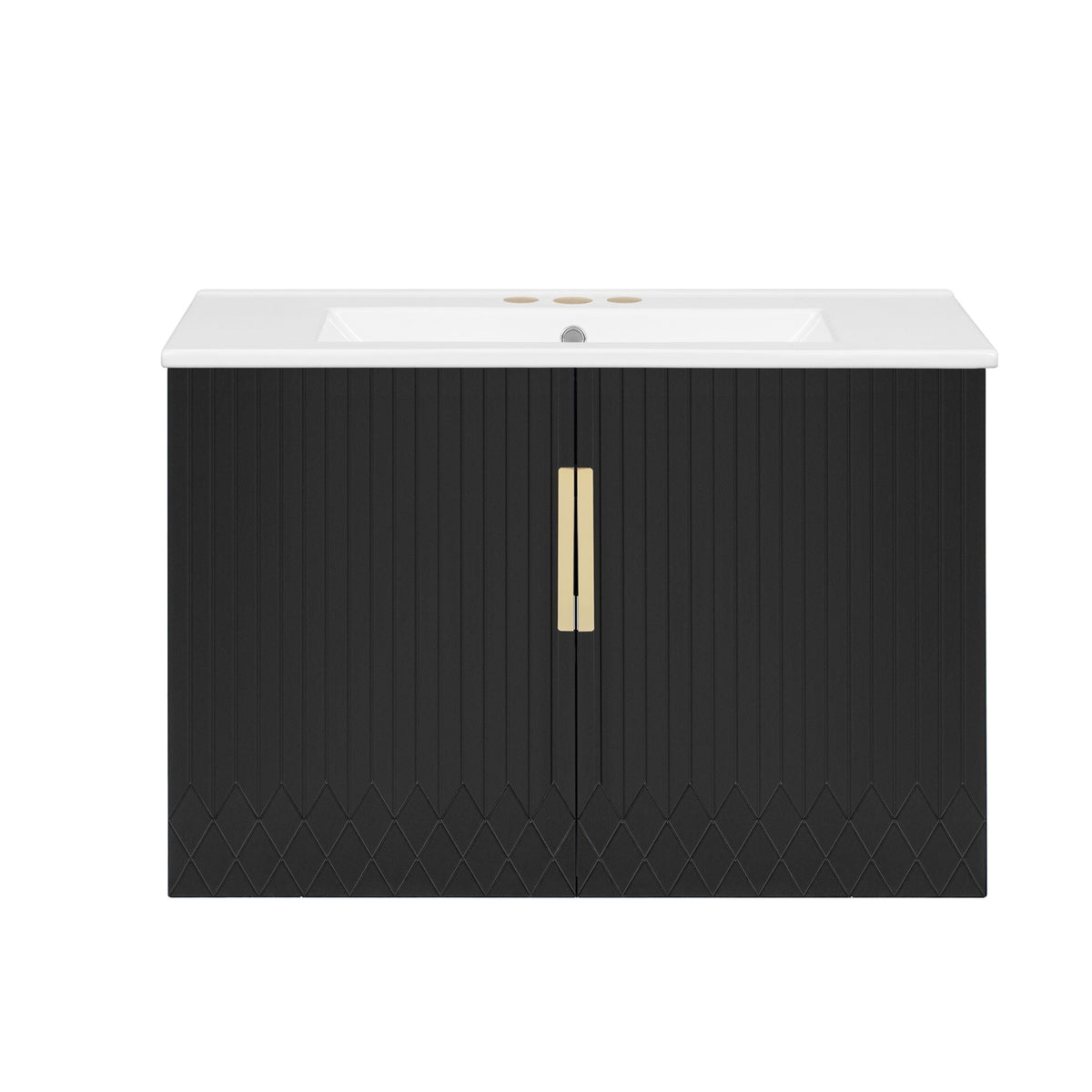 Modern Rectangular Bathroom Vanity With Sink and Soft-Close Storage - Black or White