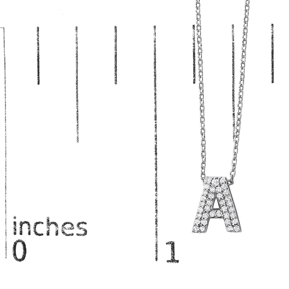 10K White Gold Diamond Accent "A-Z" Initial Bubble Pendant Necklace