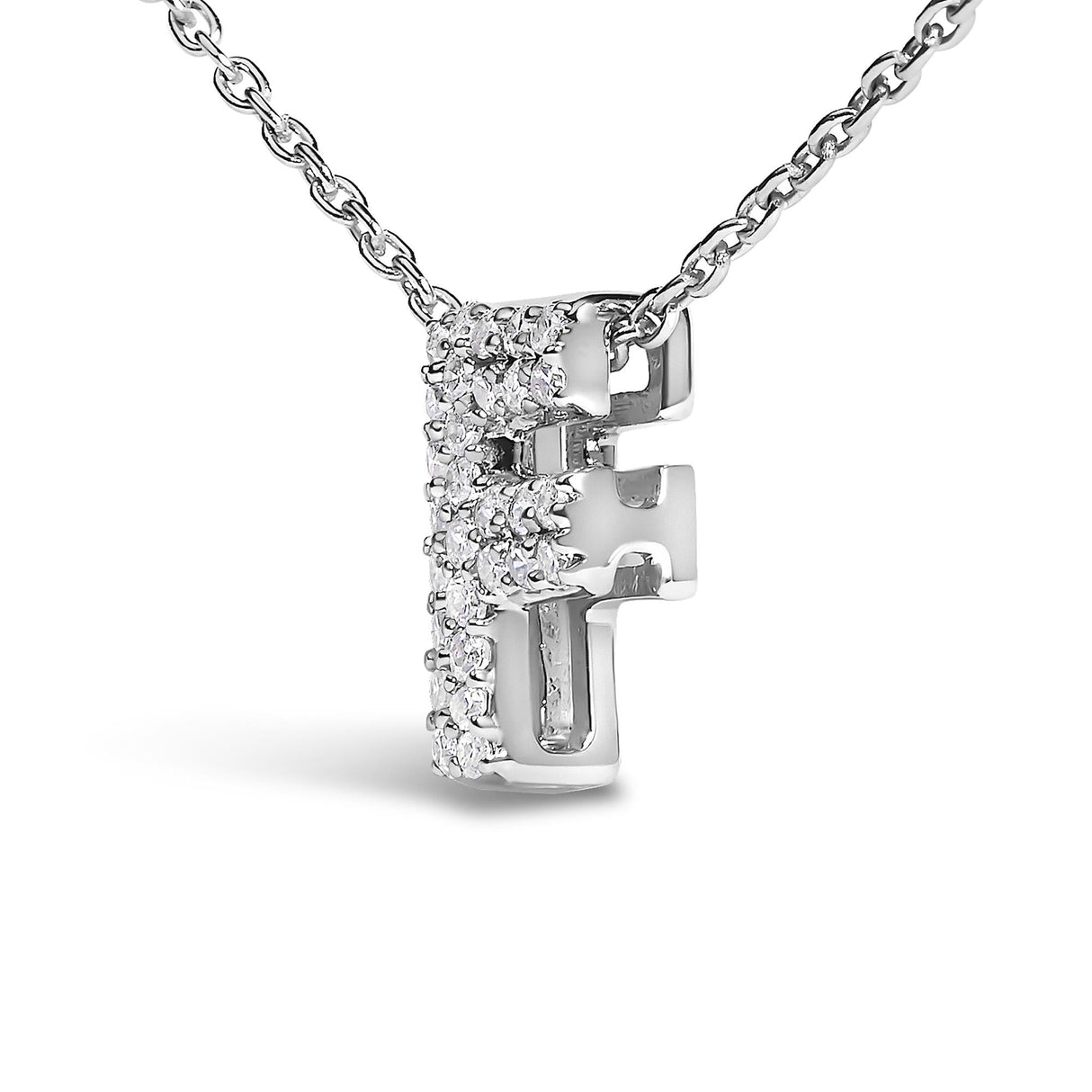 10K White Gold Diamond Accent "A-Z" Initial Bubble Pendant Necklace
