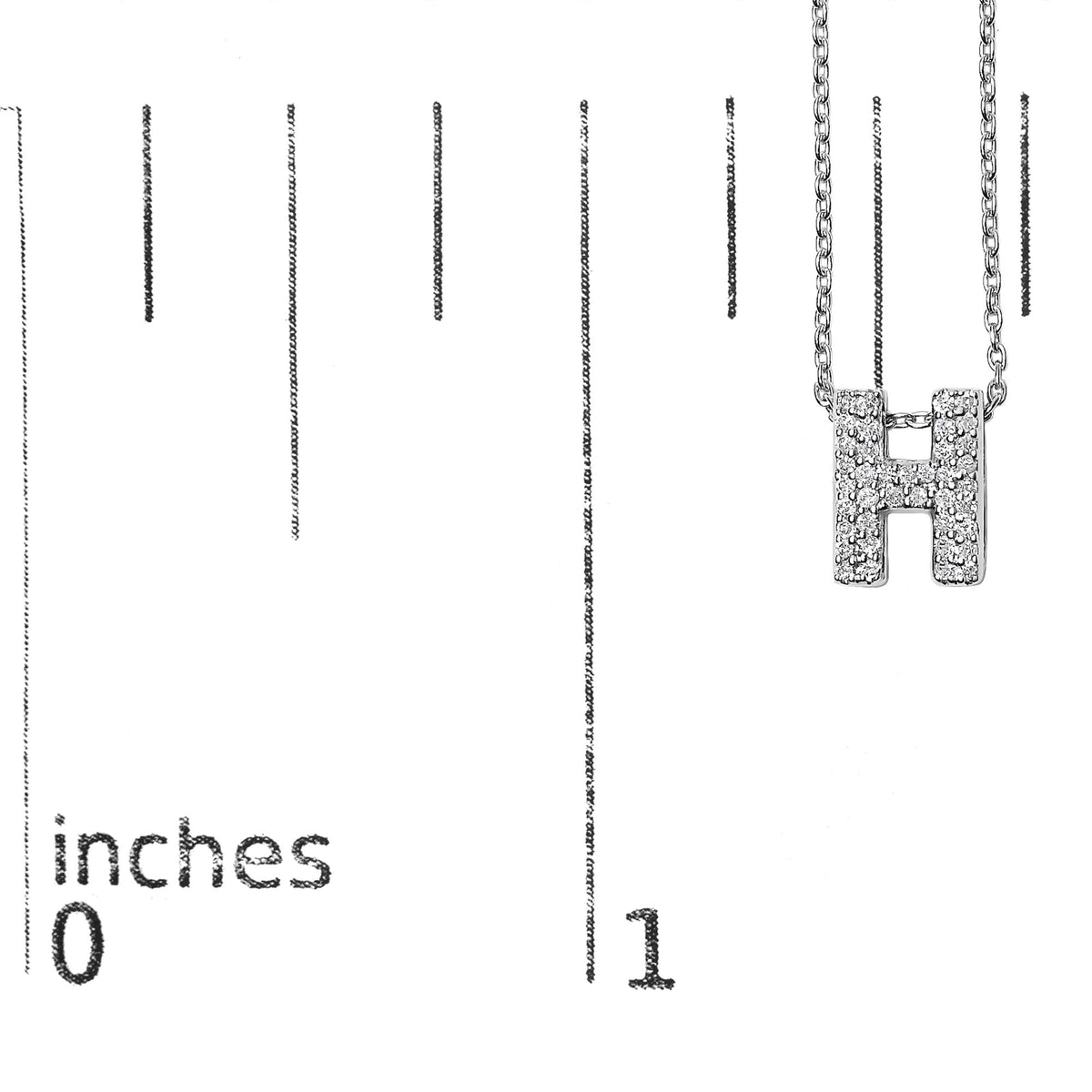 10K White Gold Diamond Accent "A-Z" Initial Bubble Pendant Necklace