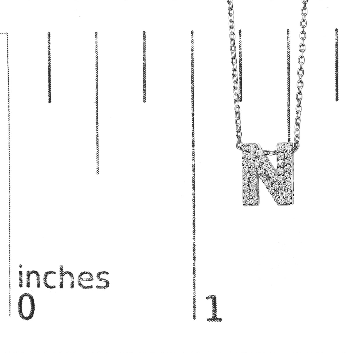 10K White Gold Diamond Accent "A-Z" Initial Bubble Pendant Necklace
