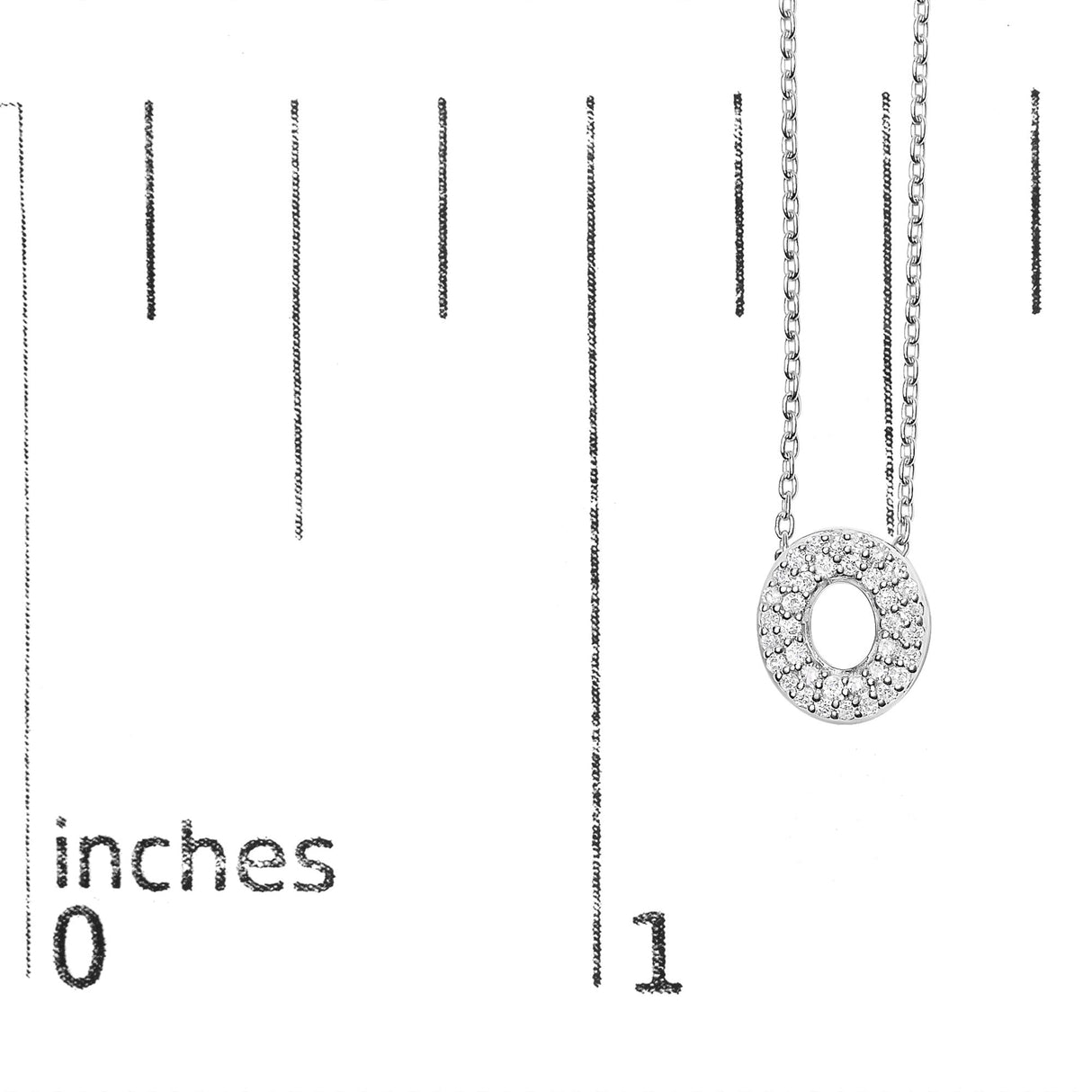 10K White Gold Diamond Accent "A-Z" Initial Bubble Pendant Necklace