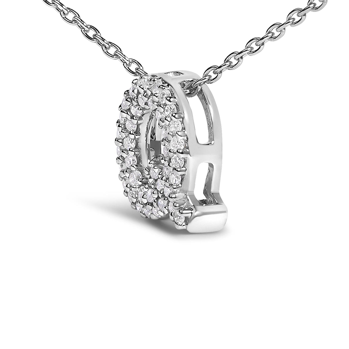 10K White Gold Diamond Accent "A-Z" Initial Bubble Pendant Necklace