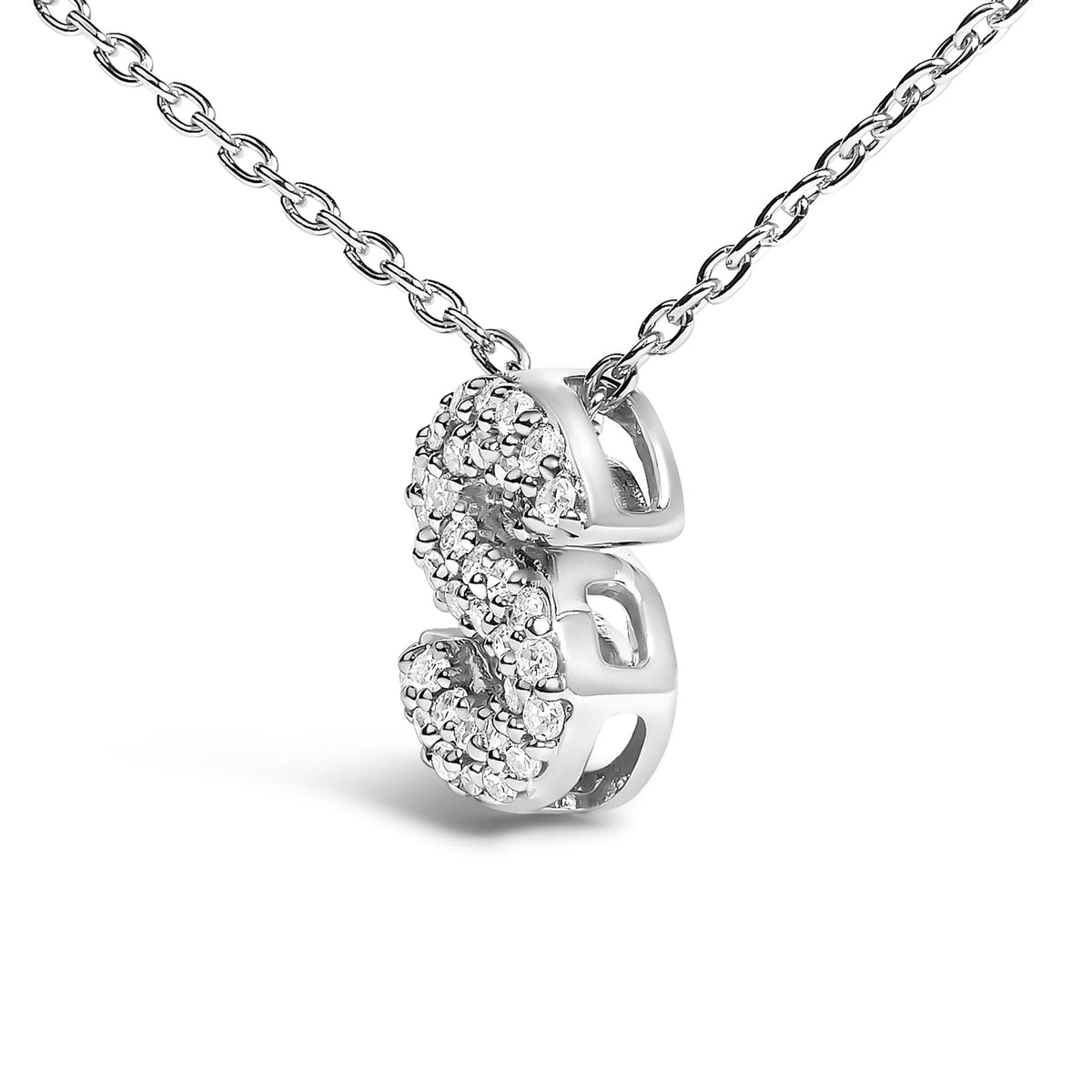 10K White Gold Diamond Accent "A-Z" Initial Bubble Pendant Necklace