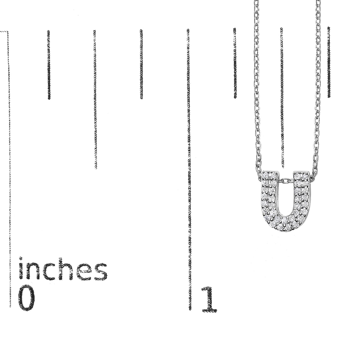 10K White Gold Diamond Accent "A-Z" Initial Bubble Pendant Necklace